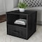 Hastings Home End Table, Stackable Contemporary Minimalist Cube Accent Table with Drawer Home/Office (Black) 878142SWD - alternate 1